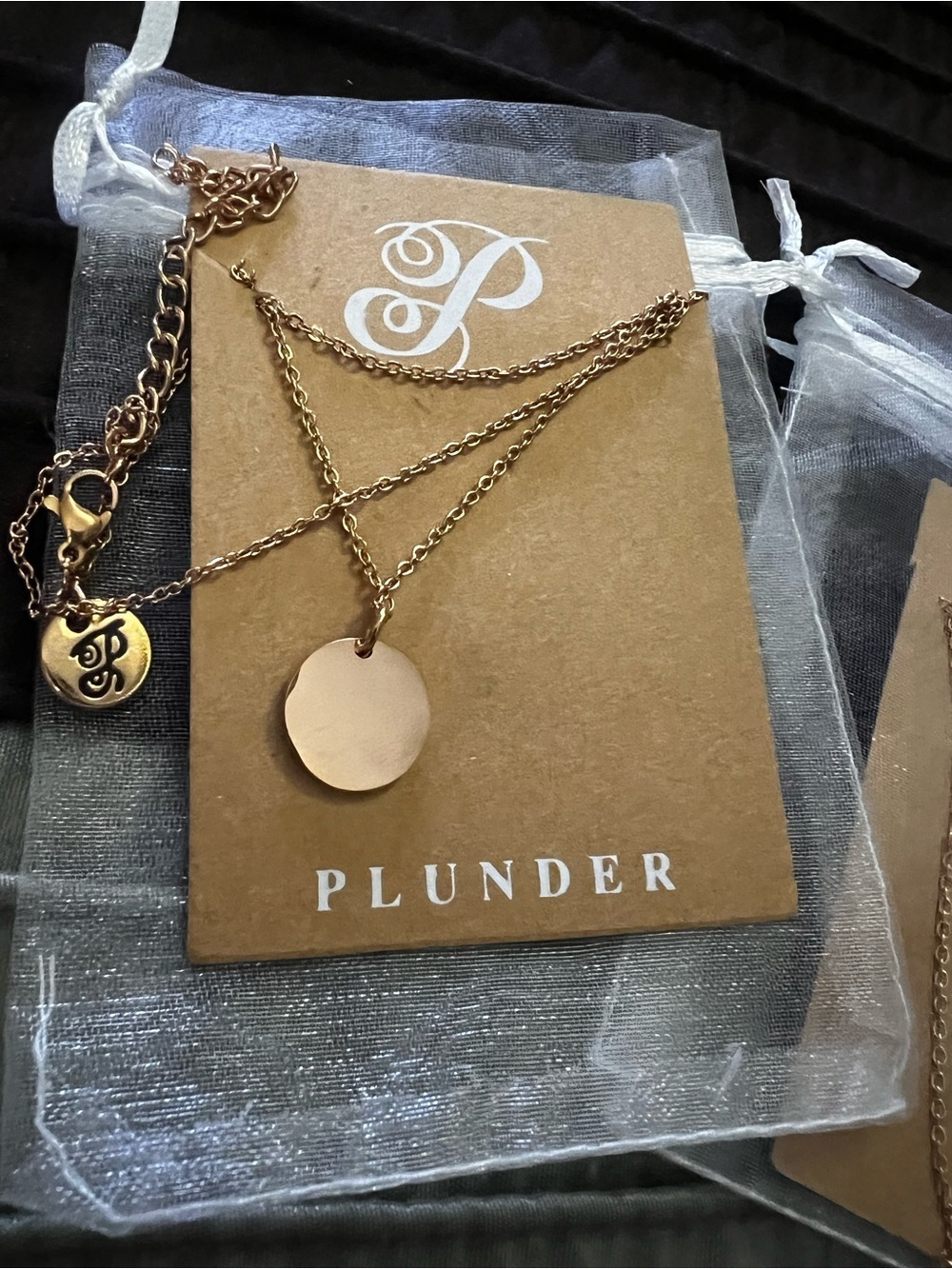 Plunder Women’s Gold Disc Pendant Necklace - Picture 3 of 3